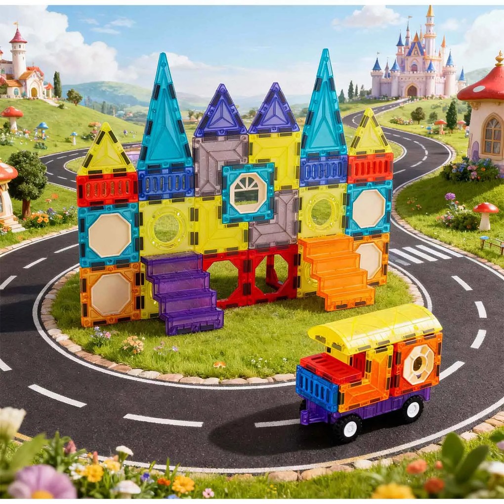 Vzdelávacie stavebné magnetické bloky 71 ks RK-782 Ricokids