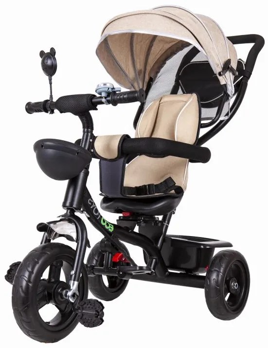 ECOTOYS Detská trojkolka s rotačným sedadlom BEIGE