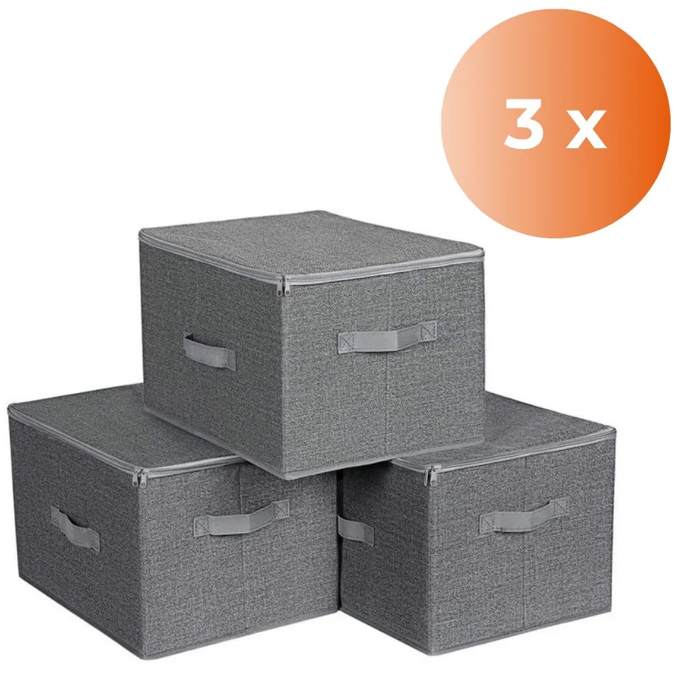 Úložné boxy ELVIS, 3ks, 40x30x25cm, šedá SongmicsHome