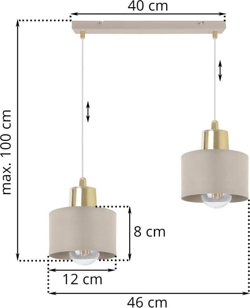 Závesné svietidlo Panta, 2x béžové kovové tienidlo, g