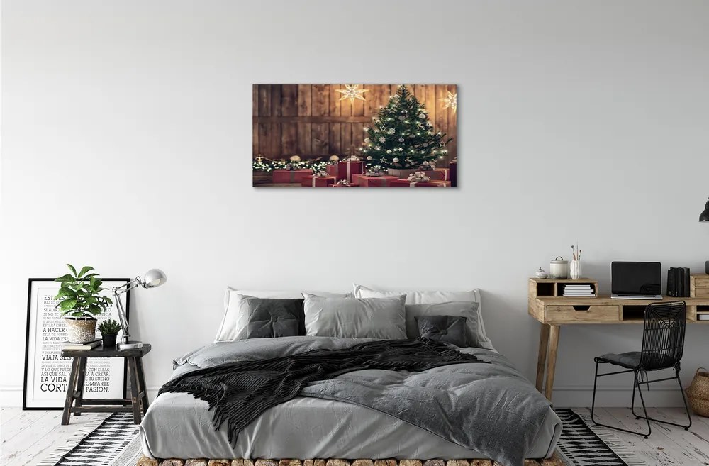 Obraz na plátne Darčeky Vianočný strom dekorácie dosky 120x60 cm