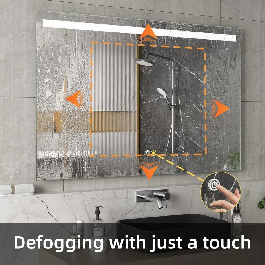 Erga Scarlet, obdĺžnikové LED zrkadlo 120x80cm, 920 lm, 3 farby svetla, predné osvetlenie, ERG-V01-128-1280-00