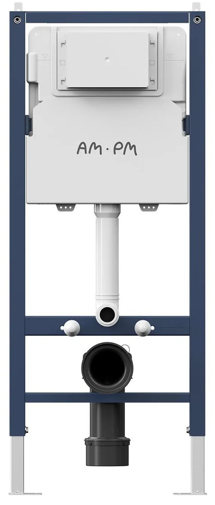 Toaletný set s inštaláciou AM.PM IIS90251.PA1900 bezokrajové, so sedadlom microlift, chróm mechanické tlačidlo na splachovanie