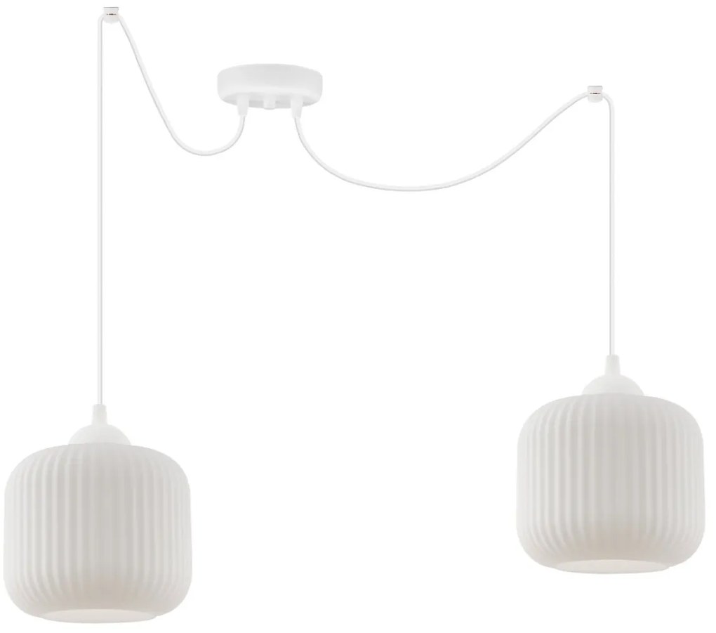 Závesné svietidlo Riffle Spider, 2x biele sklenené tienidlo, w