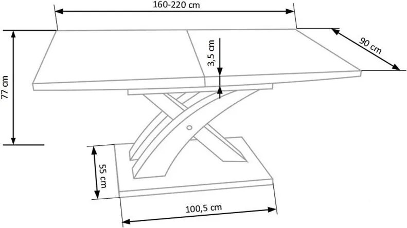 Jedálenský stôl Sandor 1 (biely lesklý) (pre 6 až 8 osôb). Vlastná spoľahlivá doprava až k Vám domov. 770464