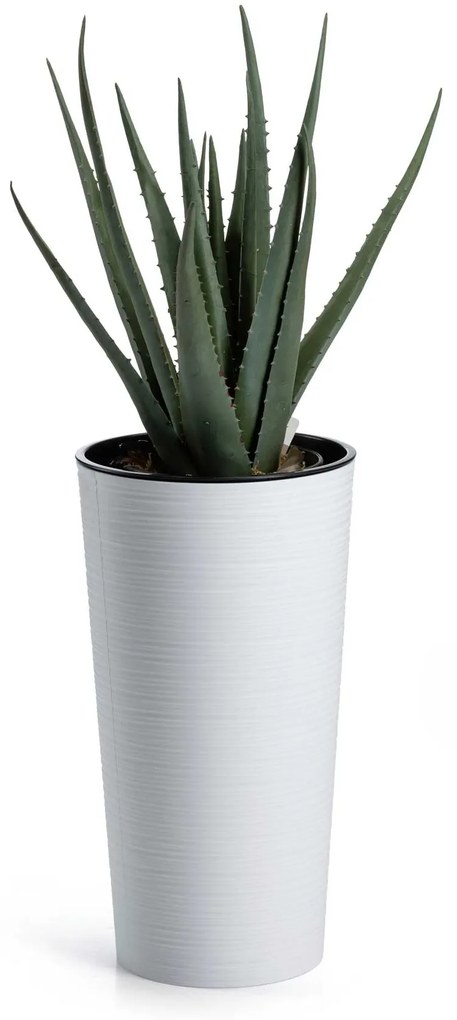 PLASTOVÝ KVETINÁČ URBANIKA RIFLO 19,5X36,5 CM BIELA