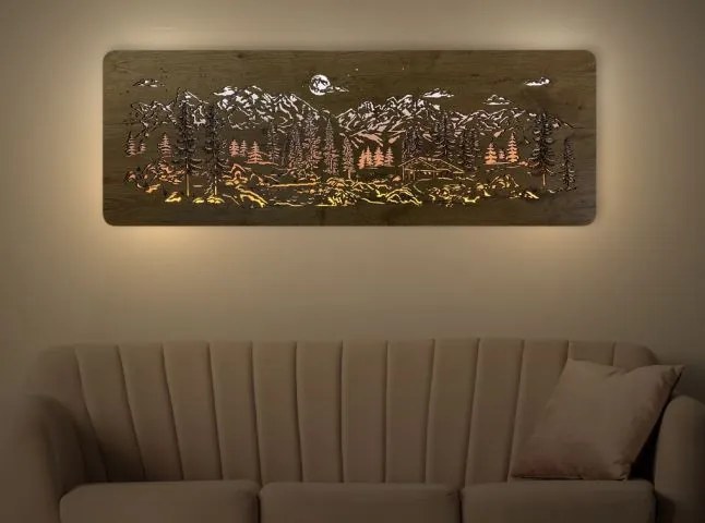 Podsvietený obraz Chata v horách na batériu