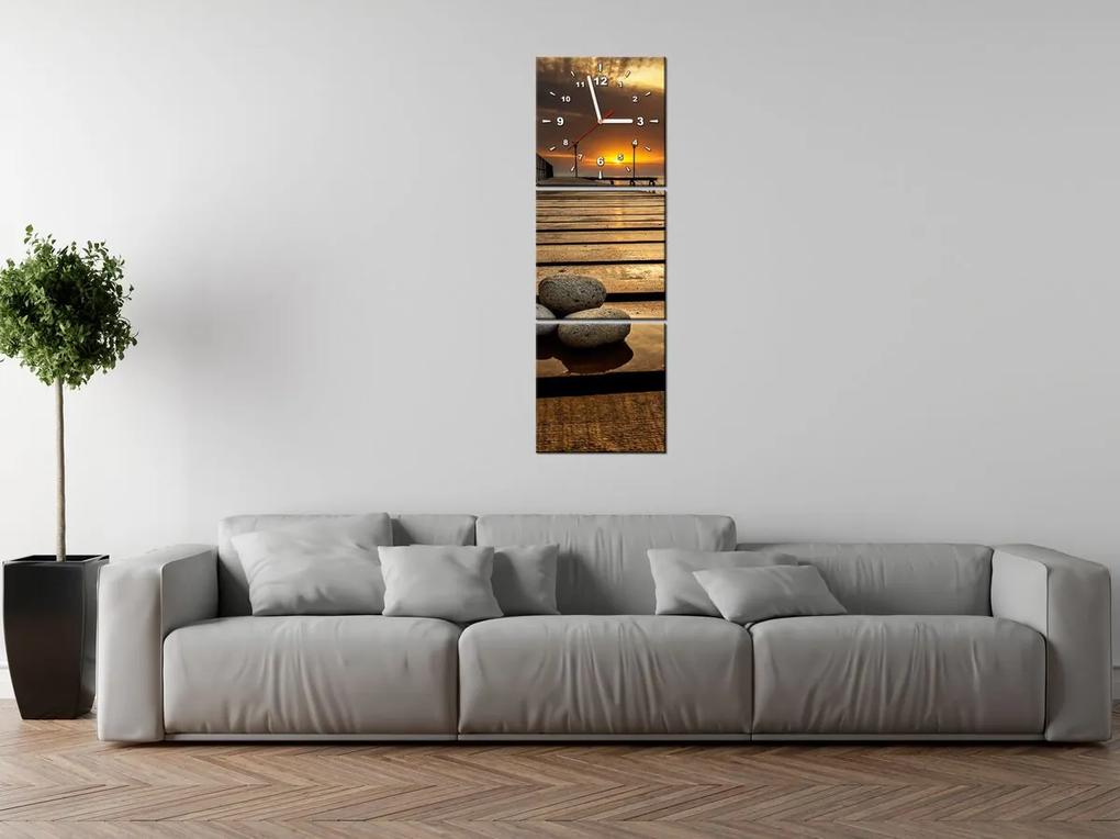 Gario Obraz s hodinami Nádherné ráno pri móle - 3 dielny Rozmery: 100 x 70 cm