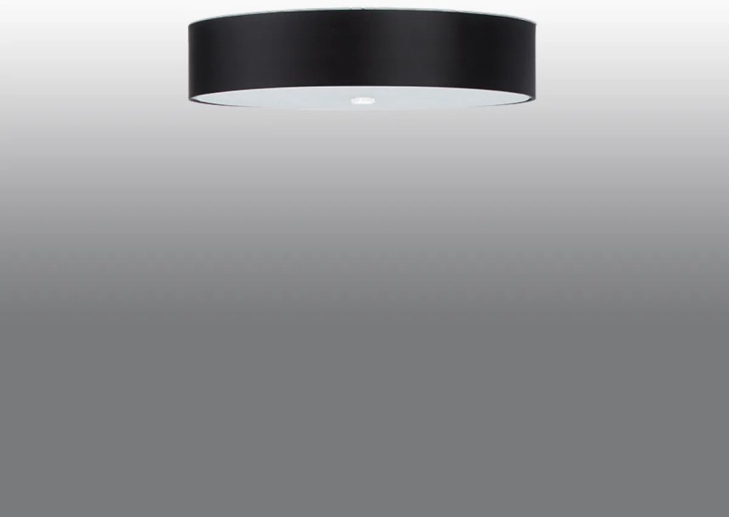 Stropné svietidlo Skala, 1x čierne textilné tienidlo, (biele sklo), (fi 60 cm)