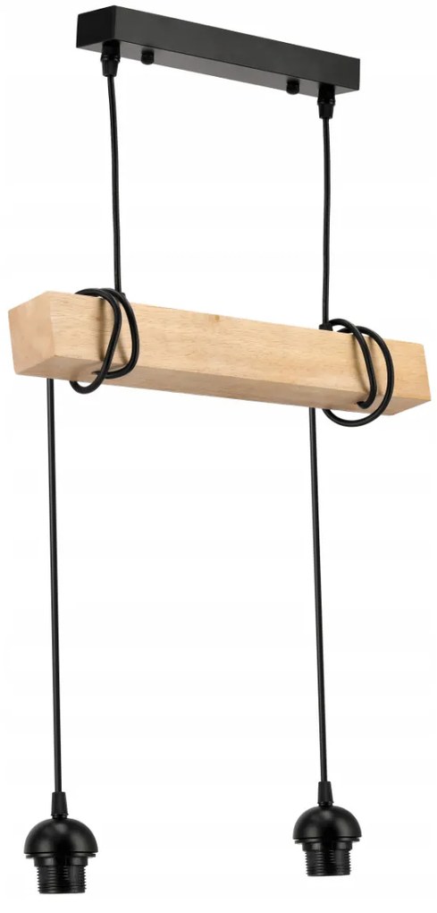 BERGE Závesné stropné LED svietidlo, drevený trám, 2xE27 kužeľový luster