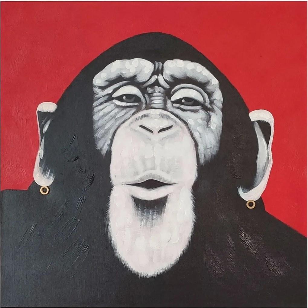 Obraz maľovaný na plátno 830x55x830 Bozk od šimpanza