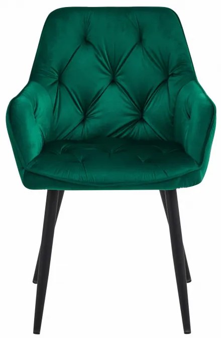 Set dvoch jedálenských stoličiek JORK zamatové, tmavozelené (čierne nohy) 2 ks