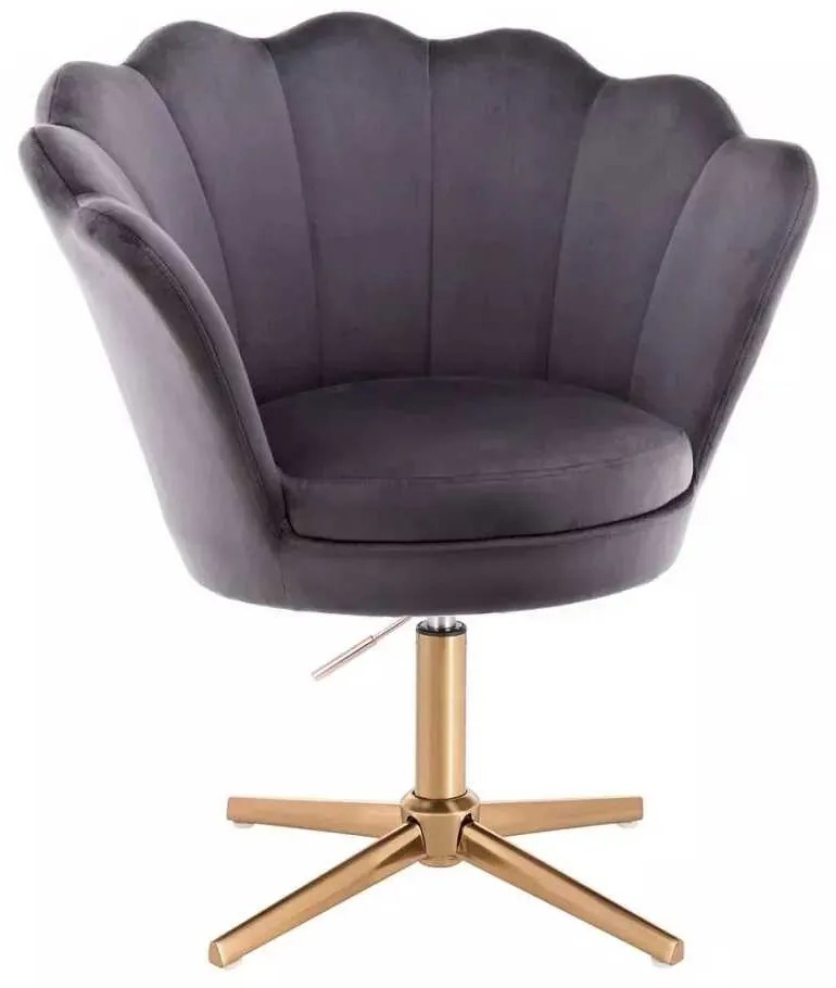 LuxuryForm DESIGN Kreslo FREY VELUR na zlatom kríži - tmavo šedé