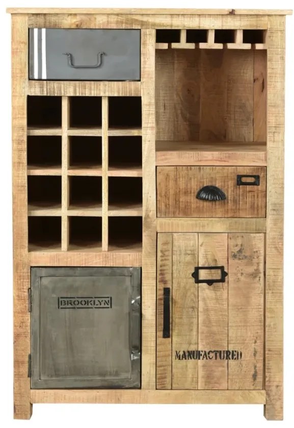 furniture-nabytek.cz - Masivní komoda Highboard Pune z mangového dřeva, lakovaná, přírodní barva – 80×43×110 cm