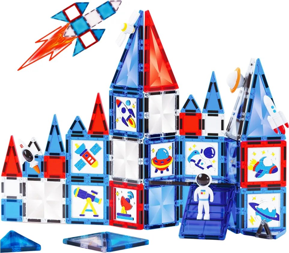 LEAN Toys Vesmírne okno Magnetické stavebné bloky 58 el.