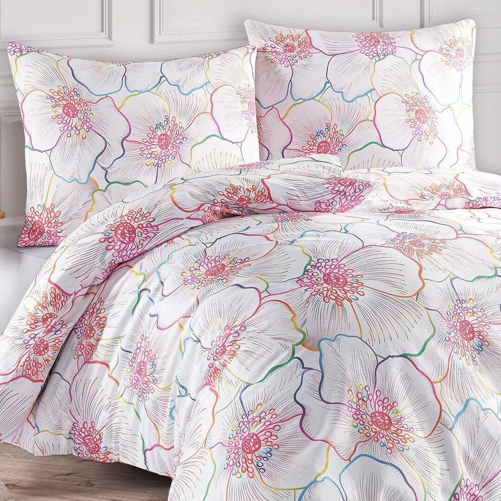 BedTex Saténové obliečky Bloom, 135 x 200 cm, 80 x 80 cm, 135 x 200 cm, 80 x 80 cm