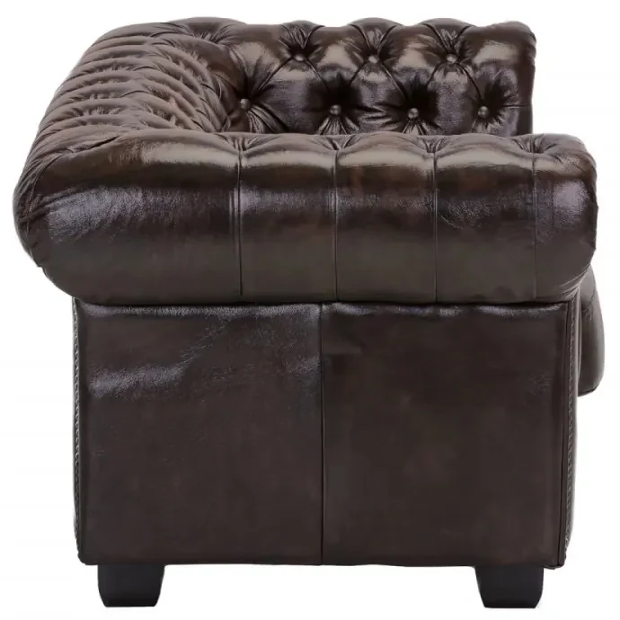 furniture-nabytek.cz - Dvojmiestna pohovka Chesterfield z pravej kože, hnedá