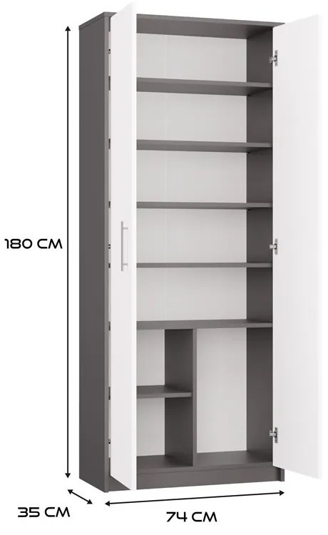 Kancelársky regál OLIV 2D antracit/biela