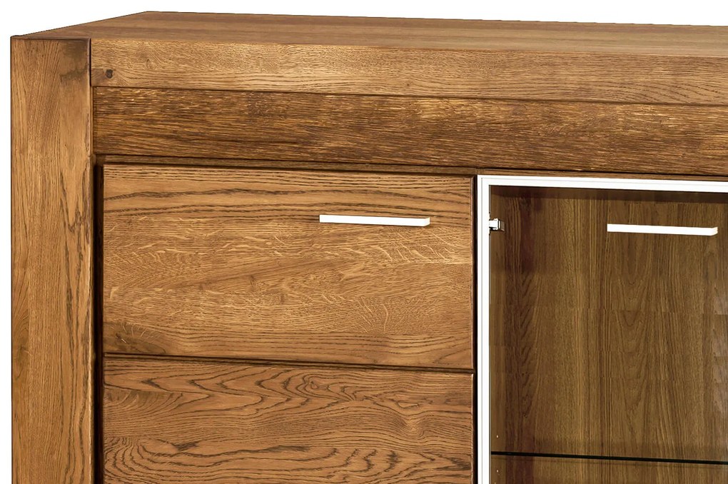 Komoda Velvet II 49 201 cm z masivu s LED osvětlením dub Rustikal