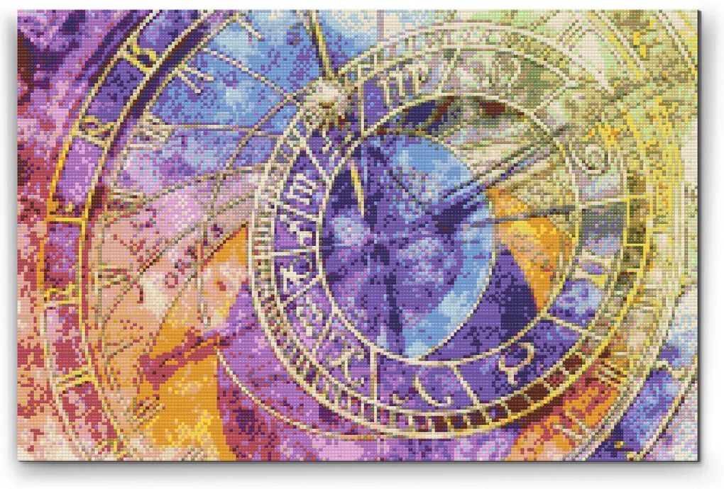 Gario Diamantové maľovanie Farebný orloj Rozmery: 120 x 80 cm, Rámovanie: Iba zrolované plátno, Diamanty: Okrúhle