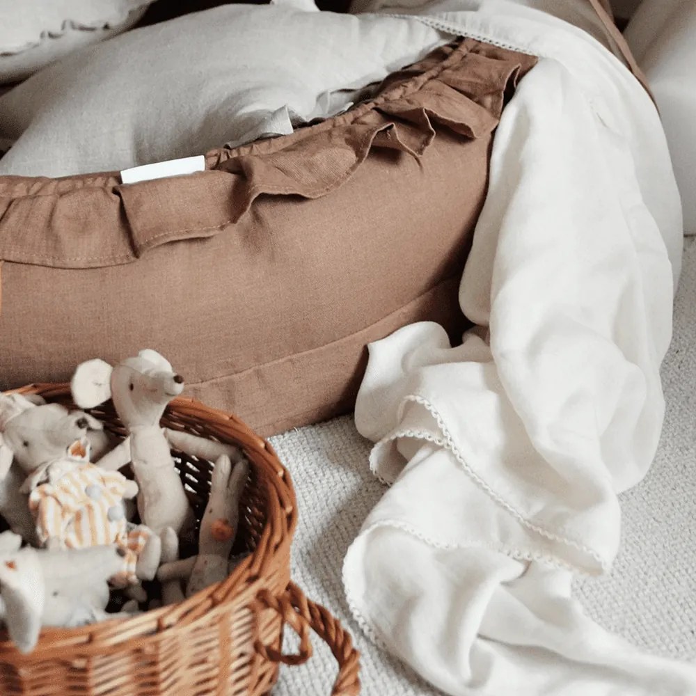 Bambusová zavinovačka s čipkou vanilka 80x100 cm