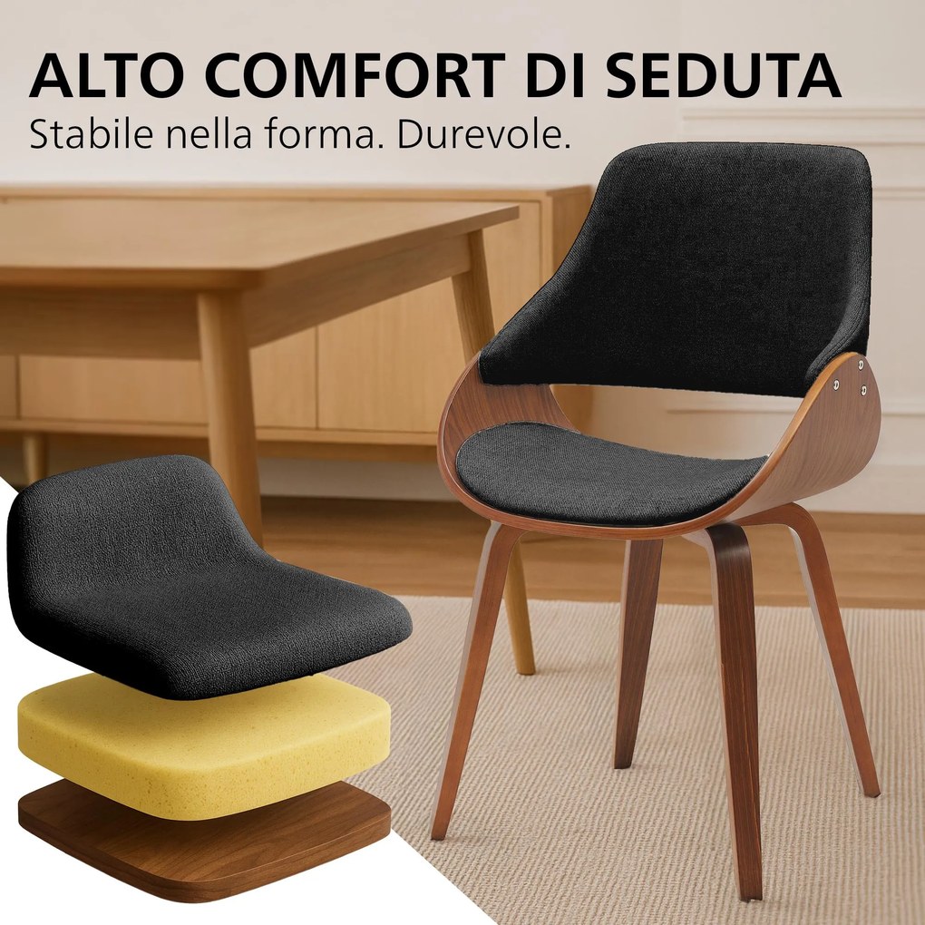 Sada 2 ks jedálenskej stoličky Vangale, látka - orech/čierna