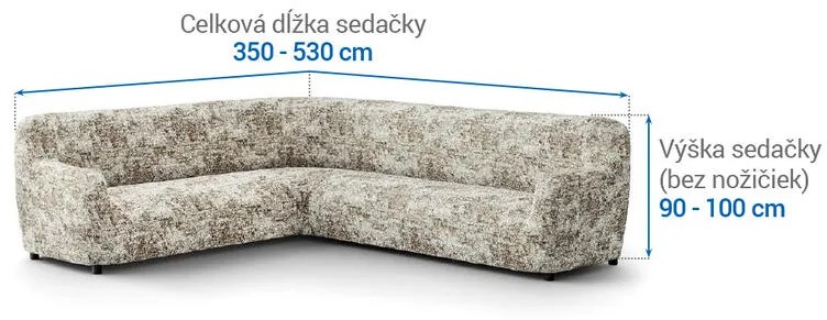 Bielastické poťahy MARMO béžové rohová sedačka (š. 350 - 530 cm)