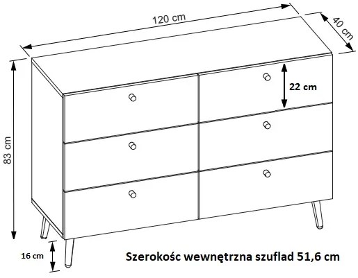 Komoda FÉLIX Alpská biela - čierne nožičky