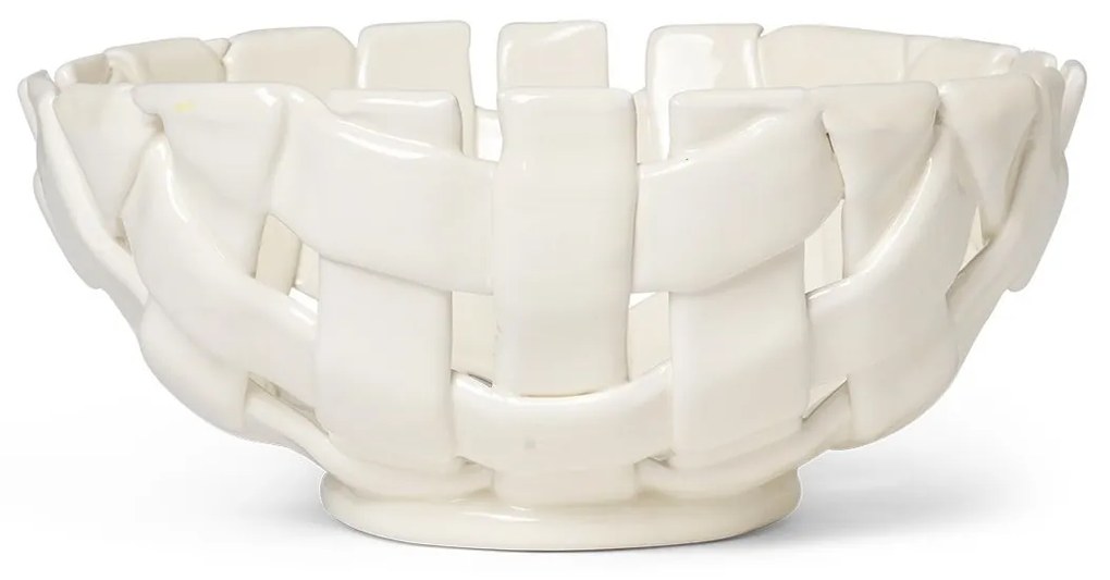 Ferm Living Keramická misa Plait Off-white 24 cm