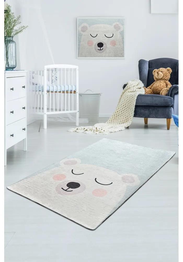 Bielo-modrý detský protišmykový koberec Chilam Baby Bear, 100 x 160 cm |  BIANO