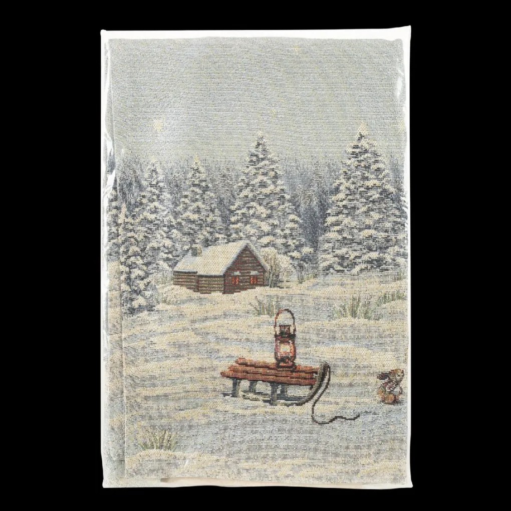 VIANOČNÝ GOBELÍNOVÝ BEHÚŇ NA STÔL VILLAGE 40X100 CM VZOROVANÁ