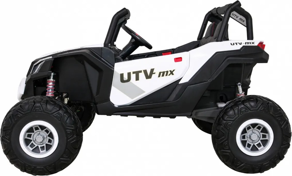 Ramiz UTV-MX batériová bugina pre deti Biela + pohon 4x4 + diaľkové ovládanie + LED audio + úložný priestor + EVA + pomalý štart