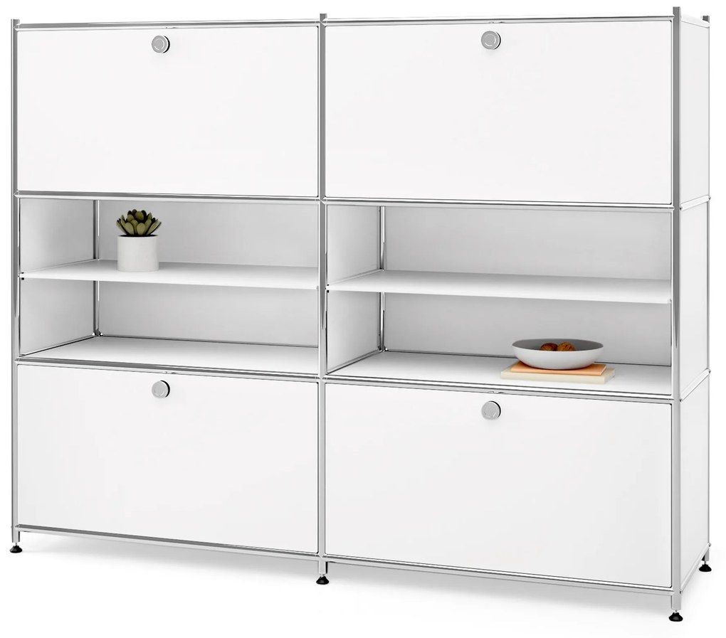 Kovová komoda »CN3« so 4 výklopnými priečinkami, biela