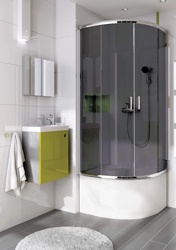 Deante Funkia, štvrťkruhový sprchový kút s posuvnými dverami 90x90 cm, výška 170cm, 5mm šedé sklo, chrómový profil, KYP_451K