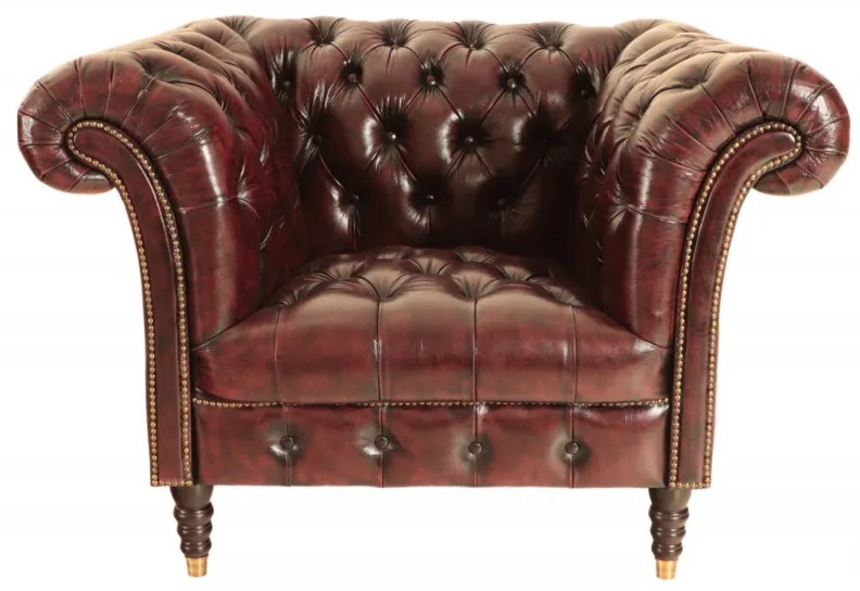 Pohovka jednomiestna Chesterfield Bath z pravej hovädzej kože New Red New Red