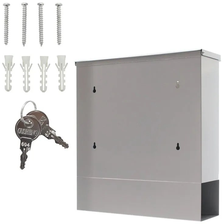 Poštová schránka LAGO, 330 x 305 x 97 mm, strieborná