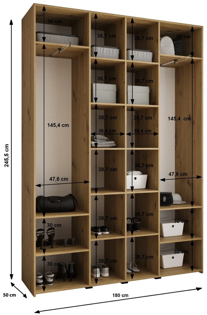 Šatníková skriňa 180 cm Carmela 50-4 (biela + čierna). Akcia -20%. Vlastná spoľahlivá doprava až k Vám domov. 1126841