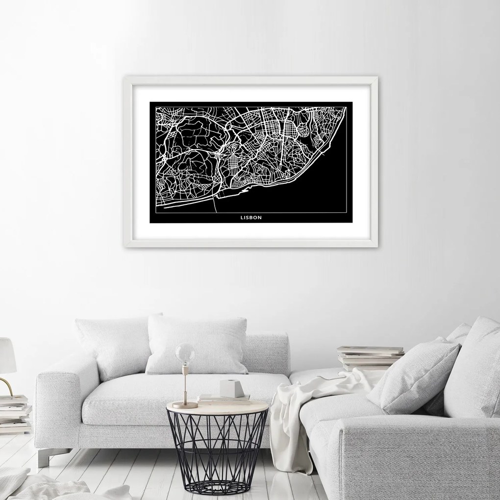 Gario Plagát Plán mesta Lisabon Farba rámu: Bez rámu, Rozmery: 90 x 60 cm