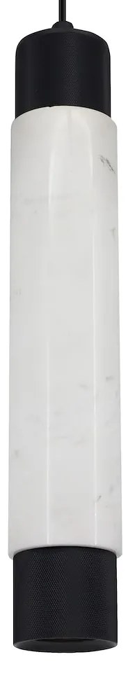 Závesné svietidlo Marble, 1x mramorové/čierne kovové tienidlo, w