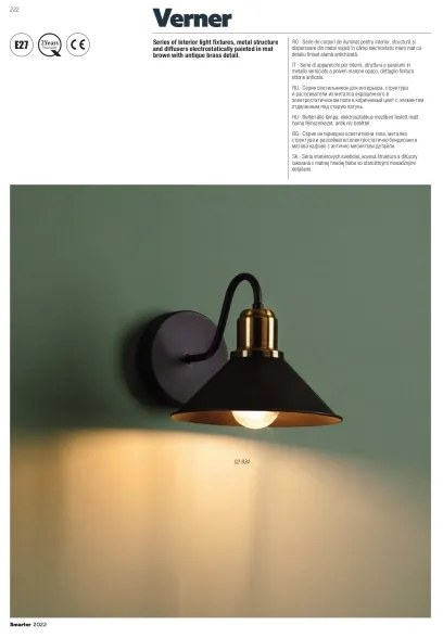 Redo 02-934 - Nástenné svietidlo VERNER 1xE27/42W/230V