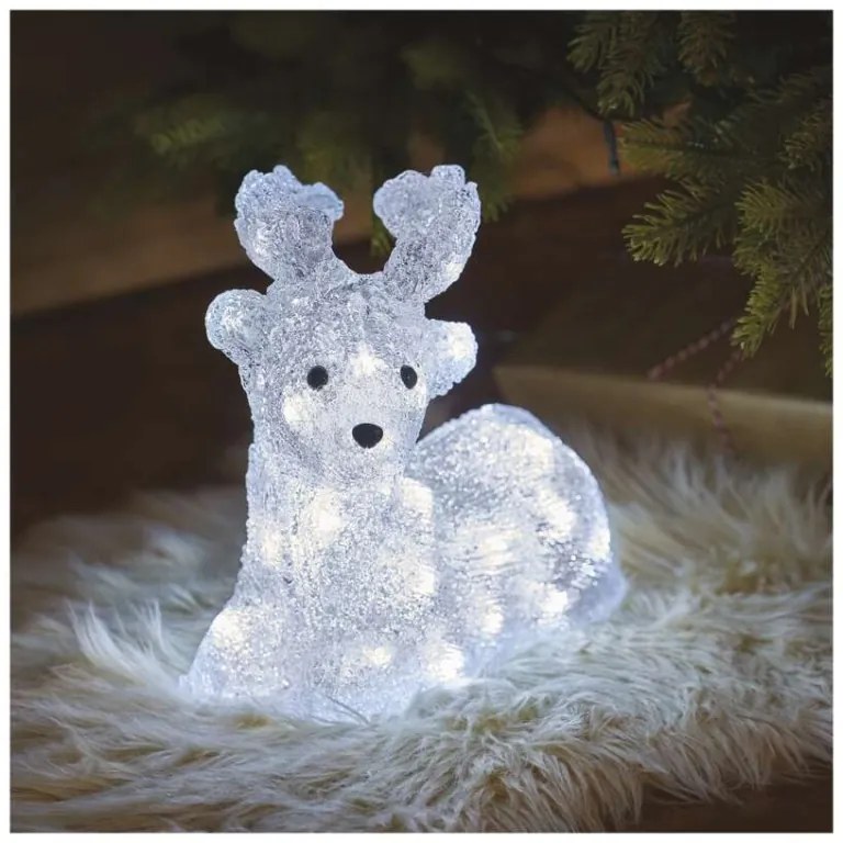 EMOS DCFC06 vianočná dekorácia - jelenček 40 LED V27cm 2,1W studená biela, IP44, časovač, adaptér