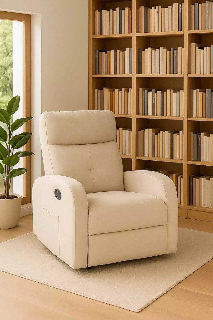 LuxuryForm DESIGN Televízne kreslo BRUNO otočné, hojdacie s polohovaním - béžové