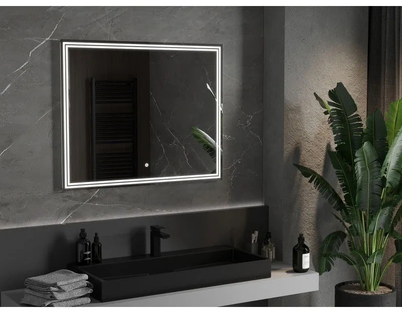 Mexen Taco, LED kúpeľňové zrkadlo s podsvietením 100 x 80 cm, 6000K, ochrana proti zahmlievaniu, 9805-100-080-611-00