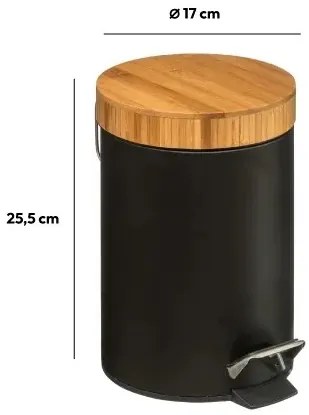 Odpadkový kôš s bambusovým vekom NATUREO 3L, čierny