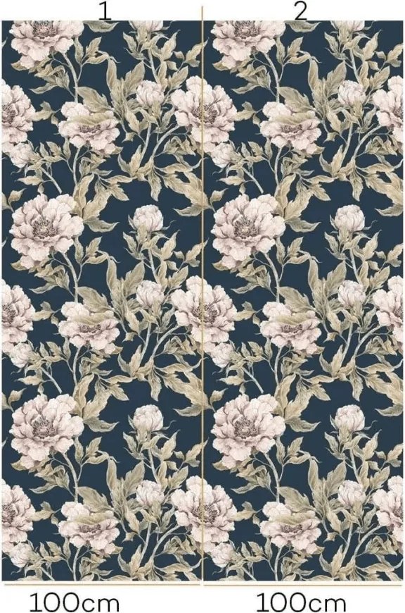 Tapeta pivonky námornícka modrá 280x100 cm