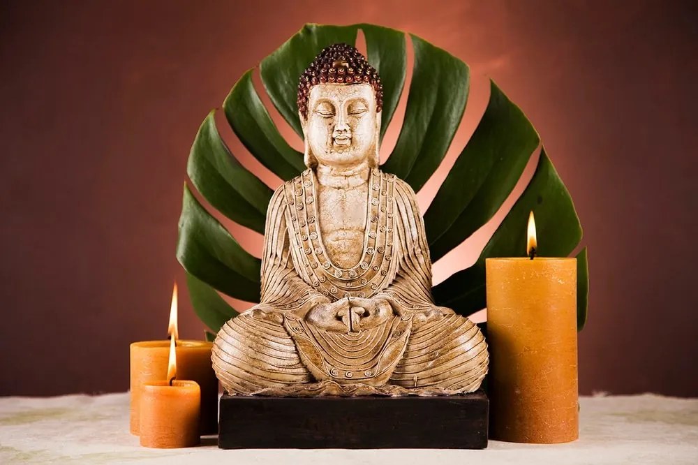 Samolepiaca fototapeta Budha s relaxačným zátiším - 150x100