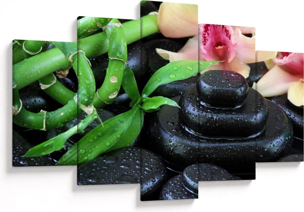 Obraz - Kamene a orchidey (150x105 cm)