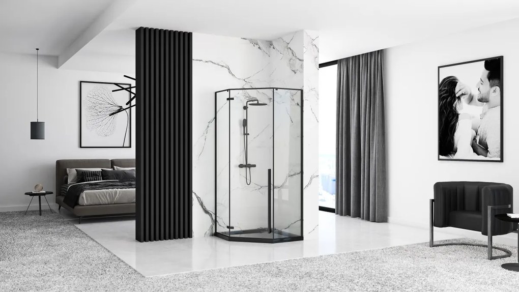 Sprchový kút Rea DIAMOND 90x90 cm čierny mat