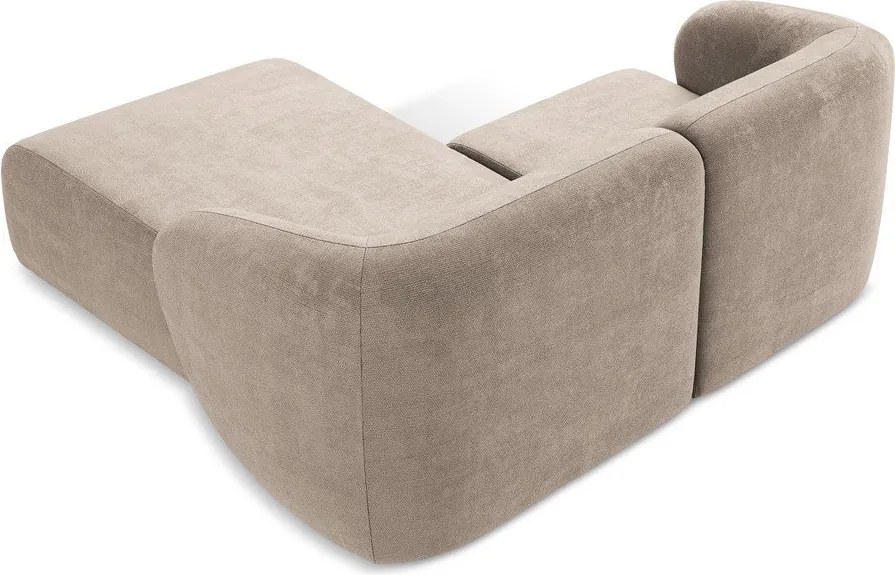 Svetlohnedá ženilková rohová pohovka (pravý roh/s leňoškou) Lani – Makamii