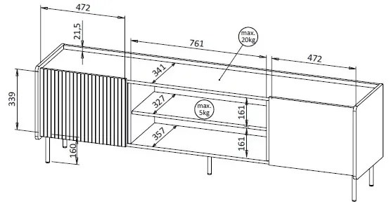 TV stolík Phelan P17 (orech warmia + čierna). Akcia -22%. Vlastná spoľahlivá doprava až k Vám domov. 1062547